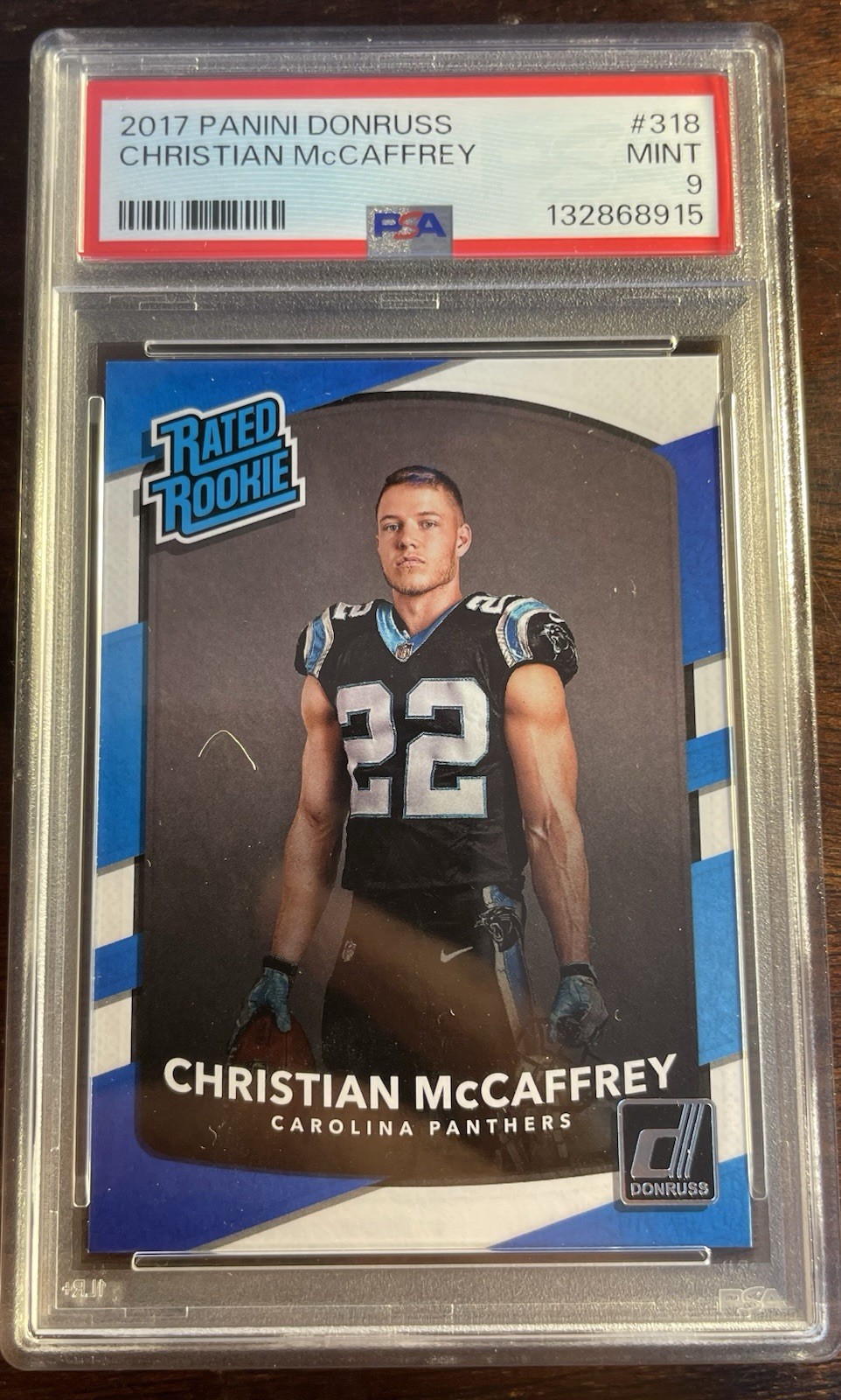 2017 Donruss Rated Rookie #318 Christian McCaffrey Rookie Card SF 49ers RC PSA 9