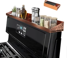 30" Magnetic Stove Top Shelf – Brushed Copper Spice Rack and Seasoning Organizer
