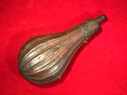 RARE CIVIL WAR SOLDIER'S LARGE BRASS POWDER FLASK / GREAT CONDITION
