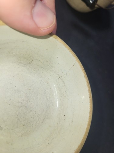Vintage Konvolut 3 kleine/mini, Steingut Schalen, Bügelgriff, Kinder oder Proben? - Bild 13 von 19