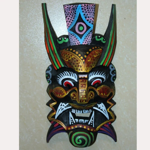 PM-3 Hand Carved Wood Mask Puppet masks Decoration Asia Sculpture Colorful - Picture 1 of 1