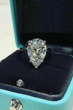 5.00Ct White Pear Cut Cubic Zirconia Solitaire Engagement Ring In 925 Silver
