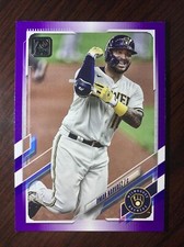 2021 Topps Series 1 Omar Narvaez Purple Border Parallel Meijer Brewers