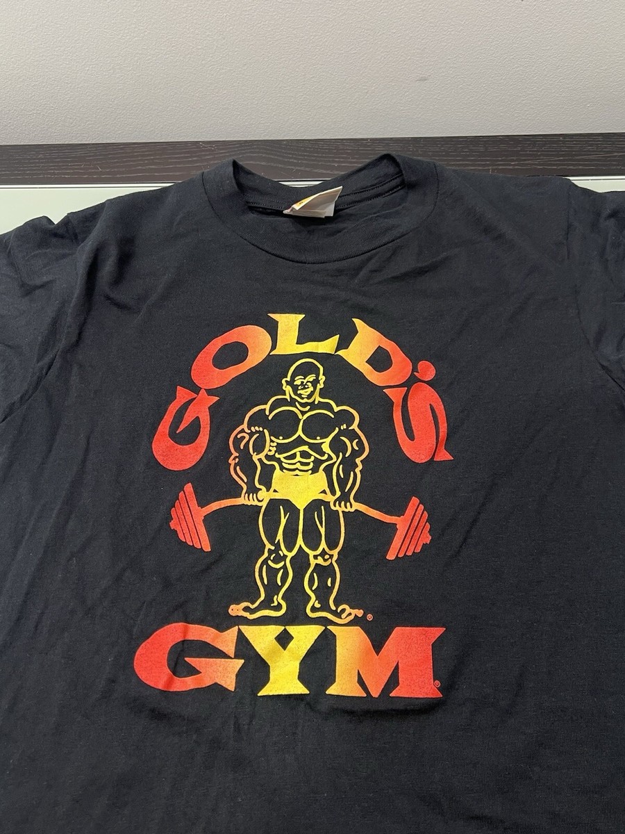 Vintage Golds Gym Original Logo Black T Shirt USA Made Size Medium
