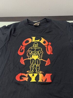 Vintage Golds Gym Original Logo Black T Shirt USA Made Size Medium