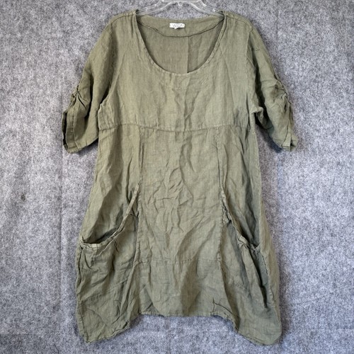 Salopette Donna Italiana Lagenlook, 100% Cotone Morbido, Taglie Forti, Vita 44, Con Tasche, Nuova Con Etichette - Foto 2