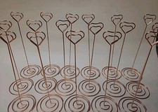 16 Heart 9" Table Number Holder Rose Gold Wedding Place Card Stand Clips New
