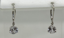 14K White Gold Cubic Zirconia CZ Dangle Earrings
