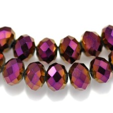 Faceted Rondelle Cut Glass Metallic Crystals Beads Size 4mm 6mm 8mm 10mm