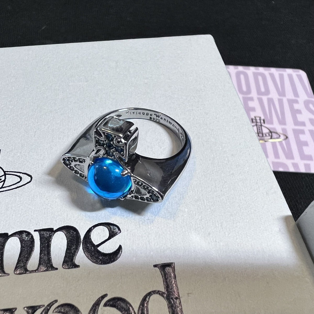 VIVIENNE WESTWOOD Petulla Blue Opal Orb ring size 7 New in