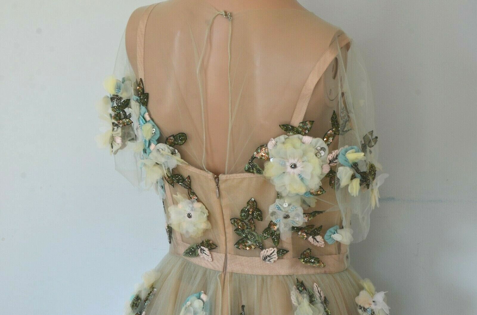 MARCHESA Couture Embroidered Applique Cocktail Party Midi 2016 Runway Dress US 6 image 9