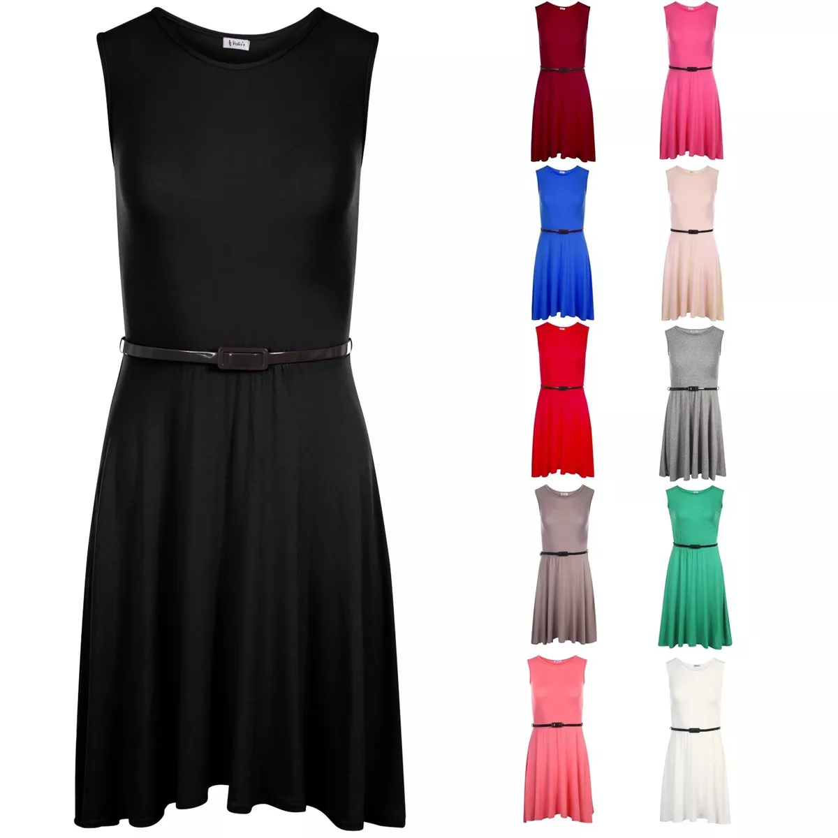Girls Skater Dress Kids Girls Party Dresses Belted New Age 5 6 TO