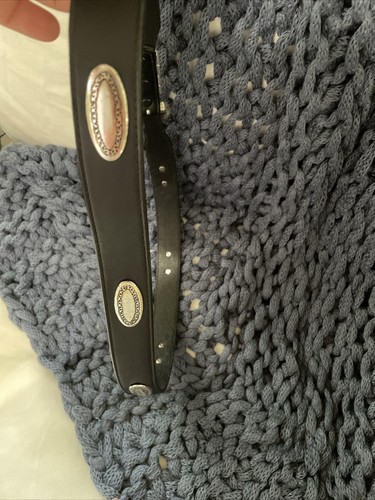 BRIGHTON 1.25” Smooth Black Leather Dress Belt Silver Accents 39103 Mens 38 - Picture 8 of 8