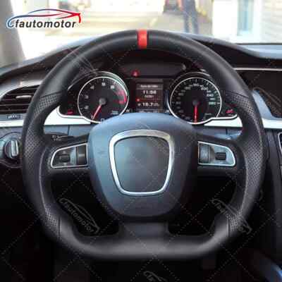 Black Smooth Perforated Leather Steering Wheel For 2008-2010 Audi A3 A4 A5 Q7