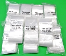 1000 Bags Reclosable 3x5 Clear 2Mil Baggies Squeeze Top Seal 3" x 5" Bags 1,000 