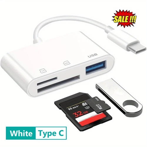 Type-C Multi-Card Reader Adapter:USB SD/TF to USB-C for iPhone 16/15/iPad/Mac/PC
