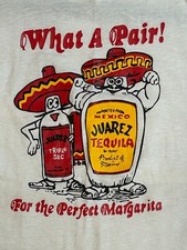 Vtg MED Screen Stars T-Shirt WHAT A PAIR Juarez Tequila advertising HUMOR COMEDY