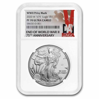 2020-W V75 (PF70UCAM) Proof Silver Eagle NGC - End of World War II