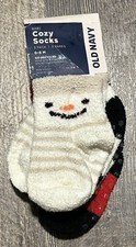 NWT OLD NAVY 0-6 Month Kids Winter 3 Pack GRAPHIC COZY SOFT SOCKS