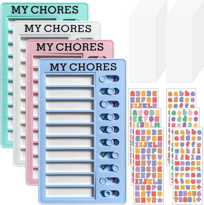 4 Stück To Do Planer, To Do Liste Kinder, 20 * 12cm Checklist Boards, To Do List