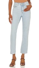 Lovers + Friends Reece High Rise Slim Straight Jeans Light Wash Denim 26 Spring