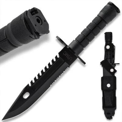 UNITED CUTLERY USMC M-9 Fixed Blade Knife and Sheath | Officially Licensed | Sawback Spine