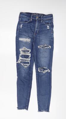 American Eagle Outfitters Damen Blau Baumwolle Skinny Jeans Größe W26 L26 in Regu