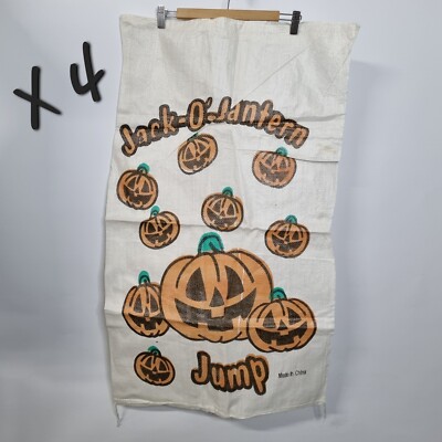 Set of 4 Vtg Jack-O-Lantern Jump Potato Sack Race Halloween Autumn Outdoor Game