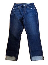 TIME AND TRU WOMENS DARK WASH STRAIGHT CROPPED JEANS WITH STEP HEM NWT SIZE 4