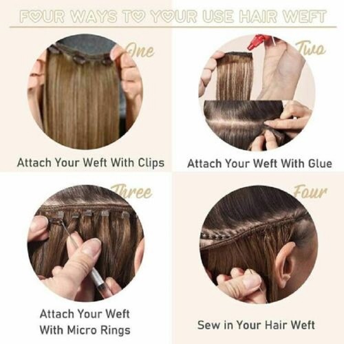 Sew in Weft Human Hair Extensions Double Weave Real Human Hair Bundles Straight - Picture 20 of 94