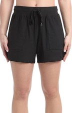 Danskin Women's Elastic Drawstring Waist Reverie Pocket Short in Black Small