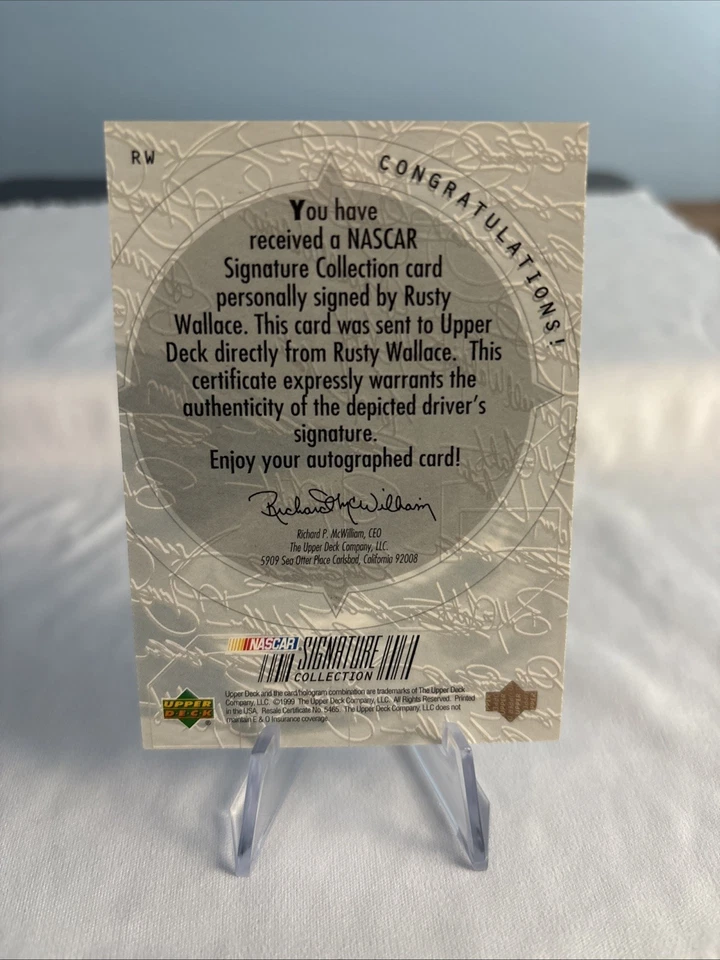 1999 Upper Deck Racing RUSTY WALLACE Signature Collection ON CARD Auto NASCAR - Image 2 of 3