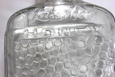 Vintage LAKE SHORE Pure HONEY Honeycomb Embossed Glass Jar * UNIQUE *