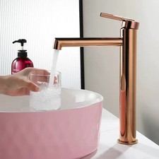 Bathroom Brass Basin Mixer Taps Deck Mount Tall Sink Facuet Polished Rose Gold