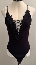 EXPRESS Goth lace--up bodysuit Black size S