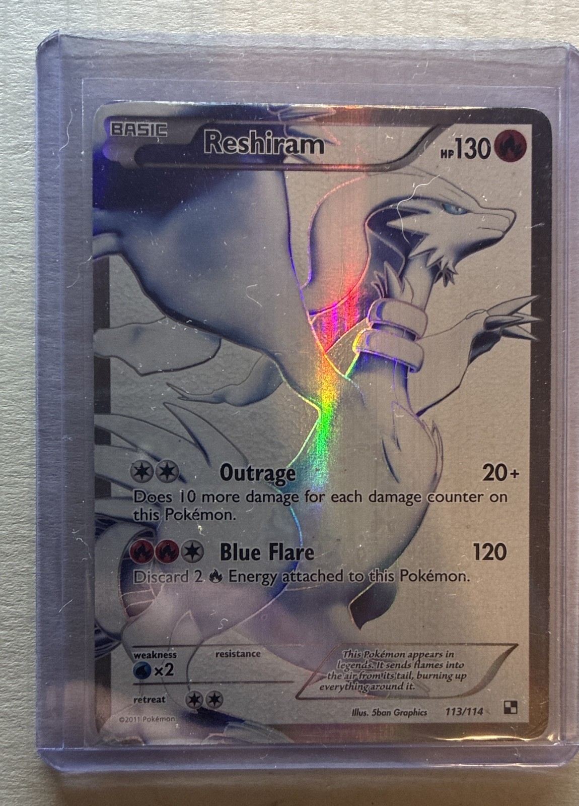 Reshiram (113 Full Art) 113/114 Black & White Holo N-Mint/lightly Played