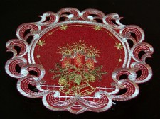 Tischdecke Weihnachten Rund 20 cm Deckchen Festlich Bestickt Tischw&auml;sche Advent