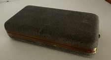 Vintage 80's Travel Jewelry Box Clamshell Hard Case Gray MCM