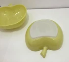 Vtg Hazel Atlas Platonite Milk Glass Orchard Ware Apple Shaped Bowl Set Of 2