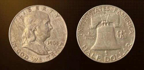 1963 Franklin Half Dollar Silver Circulated 50C Coin