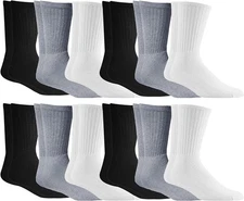 Yacht & Smith 12 Pairs Mens Cotton Crew Socks, Solid, Athletic Sports Socks