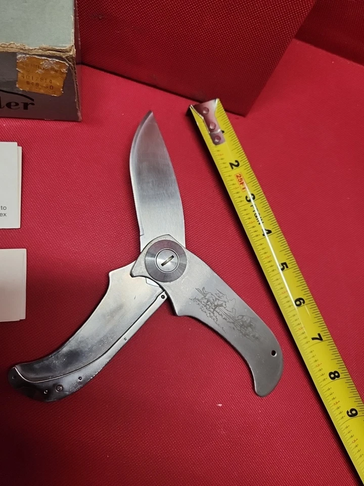 Винтажный Вайоминг нож Corp. порошок реки папка поворотный замок нож с оригинальной коробкой! - Изображение 2 из 4