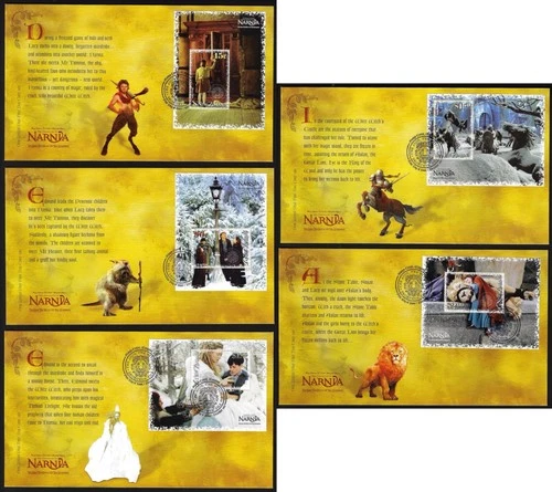 NEW ZEALAND 2005 Narnia, Lion…, Set of 5 Miniature Sheets on FDC