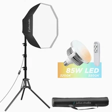 Julius Studio [1 Set] 27-inch LED Softbox Octagonal Lighting Kit, 85W LED Bul...