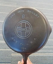 Griswold #8 Cast Iron Skillet Large Block Logo 10" Pan Erie PA USA 704 A 