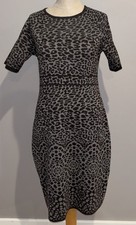 Calvin Klein Dress Gray Animal Print Knit Short Sleeves Womens Sz M