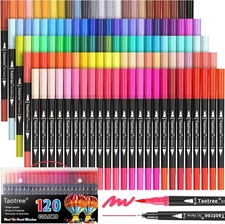 Taotree 120 Colors Dual Tip Art Markers Pens 1 Count (Pack of 120), 120 Color 