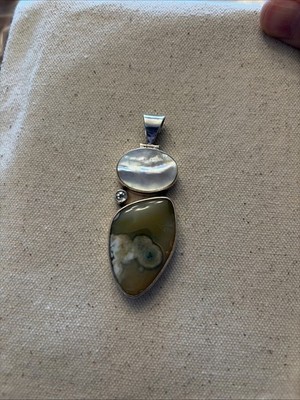 925 Sterling Silber Jaspis und Perle Anhänger