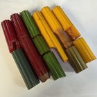 AS FOUND VINTAGE RIBBED YELLOW GREEN RED BLUE BAKELITE CATALIN ROD LOT-594 GRAMS — photo 8