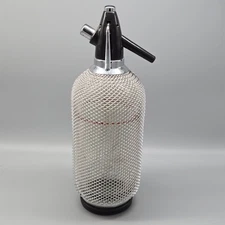 Kovocas Merkuria Czech Glass Metal Mesh Soda Siphon Seltzer Bottle MCM 